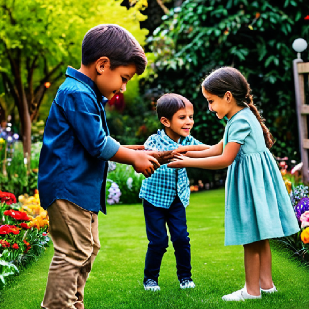 **

"A group of diverse, fully clothed children are playing in a vibrant, magical garden filled with colorful flowers and sparkling lights, safe for work, appropriate content, family-friendly, perfect anatomy, natural proportions, well-formed hands, professional, modest clothing."

**