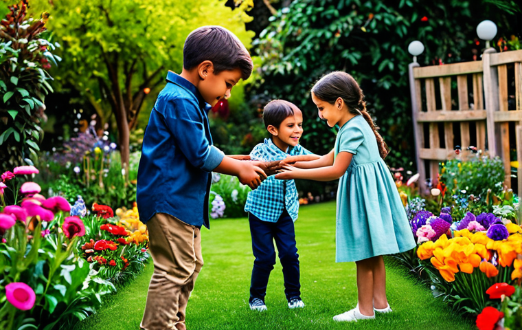 **

"A group of diverse, fully clothed children are playing in a vibrant, magical garden filled with colorful flowers and sparkling lights, safe for work, appropriate content, family-friendly, perfect anatomy, natural proportions, well-formed hands, professional, modest clothing."

**