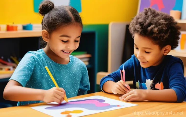 소피루비 관련 전시회 후기 - **Prompt:** A group of diverse children, aged 5-10, fully clothed in comfortable, colorful outfits, ...