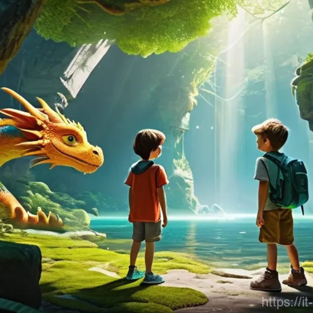 소피루비 관련 VR 콘텐츠 - **Prompt 1: "The Grand Virtual Adventure"**
    A vibrant, wide-angle shot of two children, a boy an...