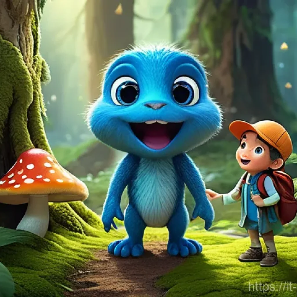 소피루비 관련 마케팅 캠페인 - **A fantastical adventure in a vibrant, magical forest.**
    A group of three diverse children (one...