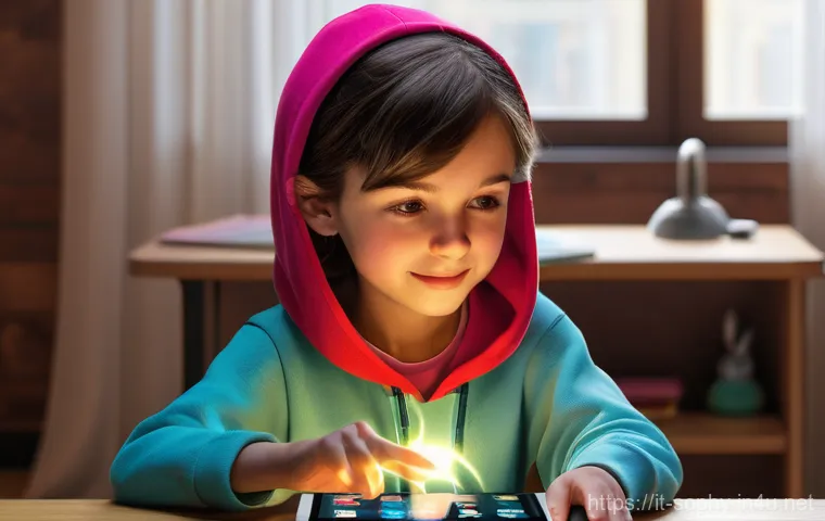 소피루비 캐릭터 상호작용 - **Prompt 1: Childhood Imagination and the Beloved Plush Toy**
    A heartwarming scene featuring a y...