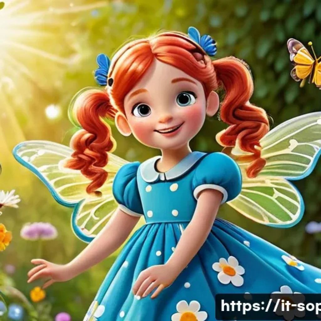 소피루비의 어린이 팬층 구축 방법 - A cheerful Sophie Ruby, a cartoon girl with bright red hair tied in playful pigtails and wearing a v...