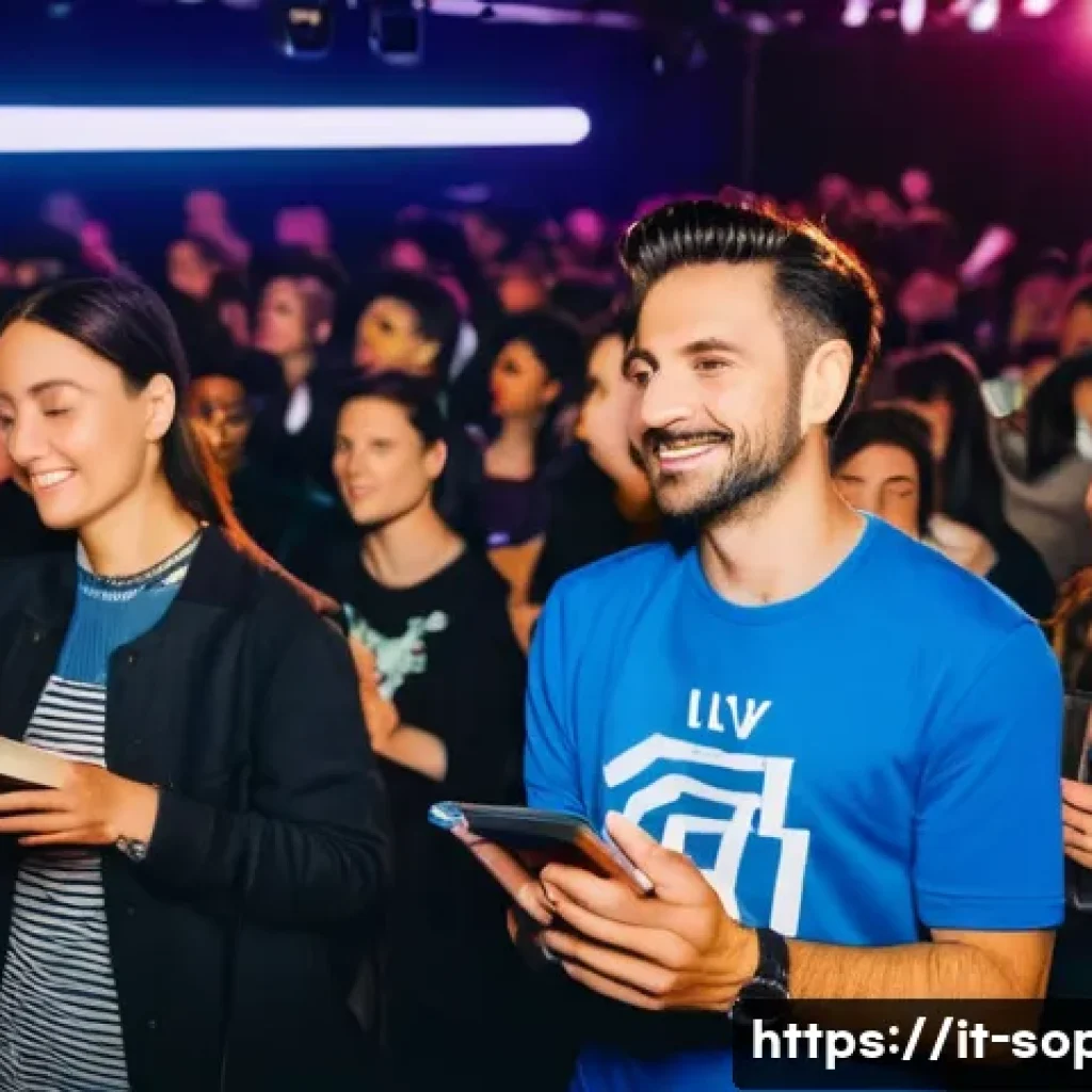 소피루비 팬 미팅 정보 - A lively fan meeting event scene featuring a diverse crowd of enthusiastic Italian fans gathered ind...