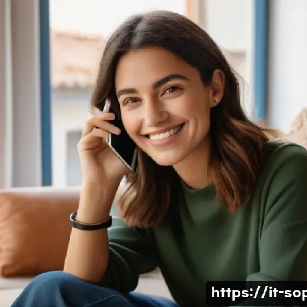 소피루비 주제의식 - A stylish young Italian woman in her mid-20s sitting comfortably in a cozy, modern living room fille...