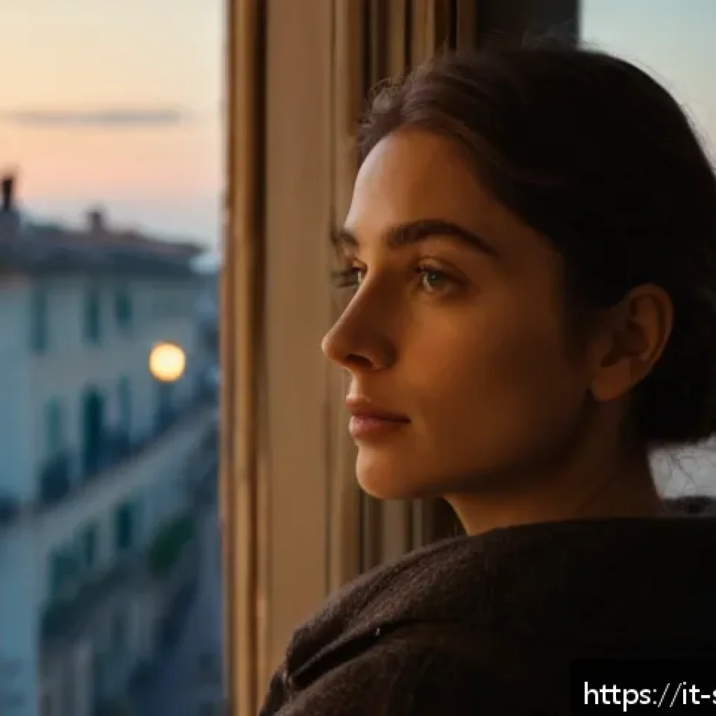 소피루비 캐릭터별 에피소드 분석 - A detailed cinematic portrait of Sophie Ruby, a young Italian woman in her mid-20s, standing in a so...