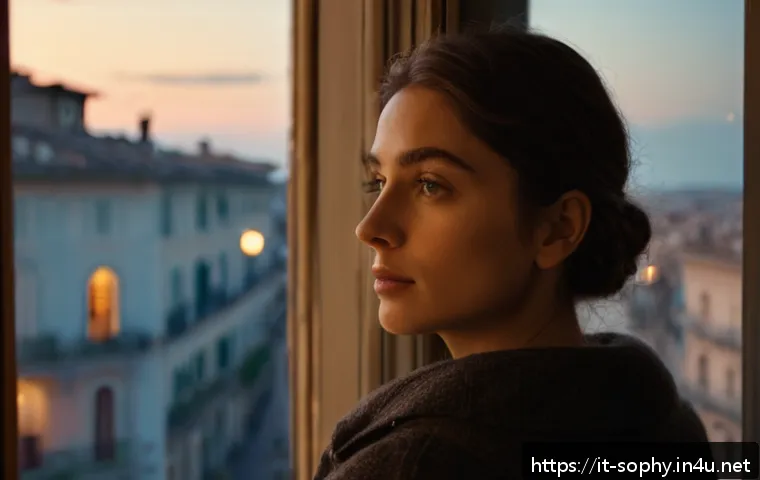 소피루비 캐릭터별 에피소드 분석 - A detailed cinematic portrait of Sophie Ruby, a young Italian woman in her mid-20s, standing in a so...