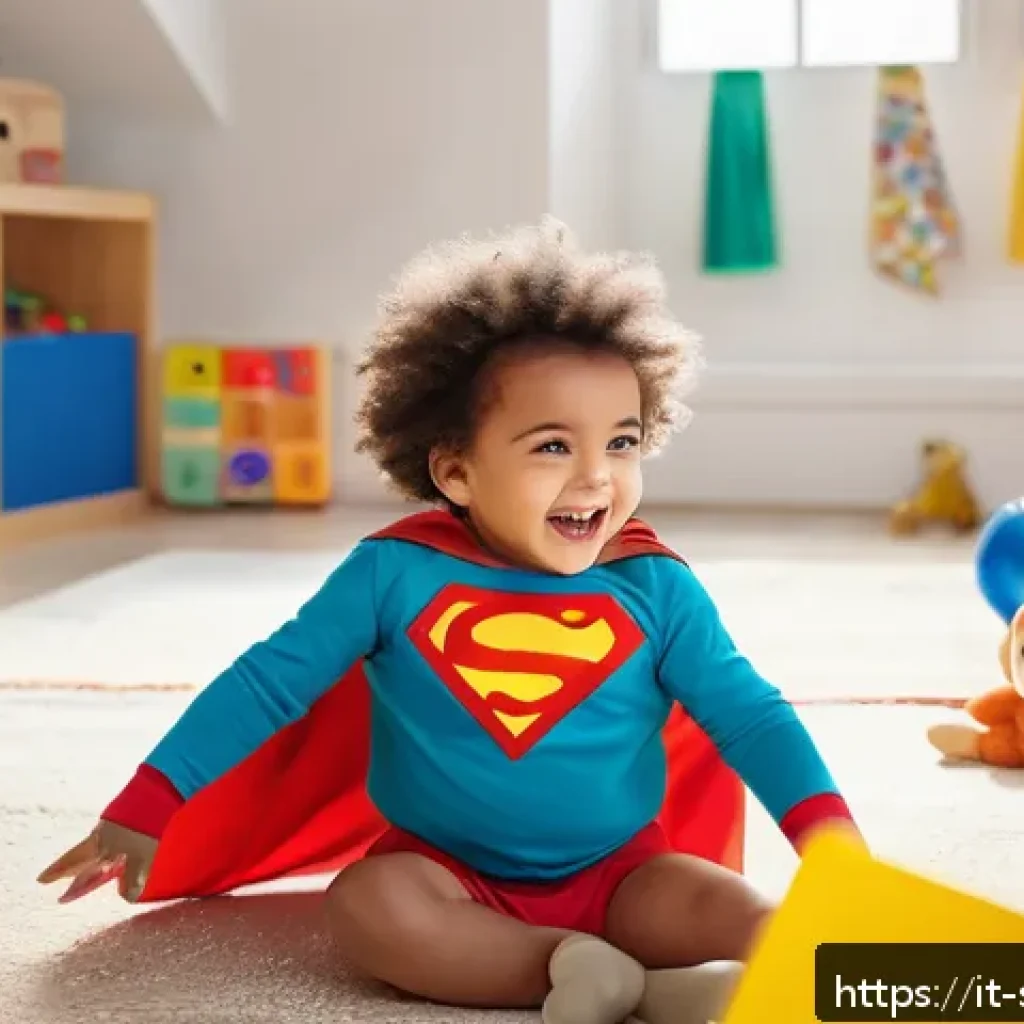 소피루비 어린이 심리와 연관 - A warm, cozy playroom scene featuring a young child wearing colorful underwear, engaged in symbolic ...
