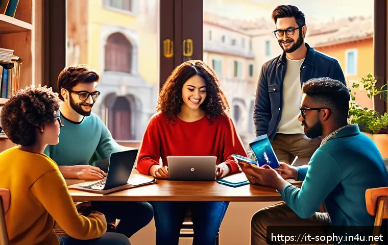 소피루비 팬픽션 커뮤니티 - A vibrant online creative writing community scene showing diverse authors and readers interacting th...