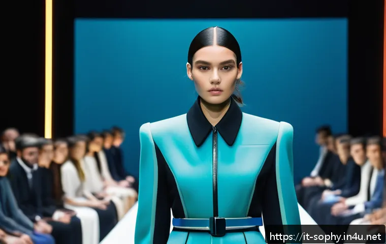 소피루비와 관련된 다큐멘터리 - A futuristic digital fashion event scene set in Milan, featuring diverse models wearing cutting-edge...