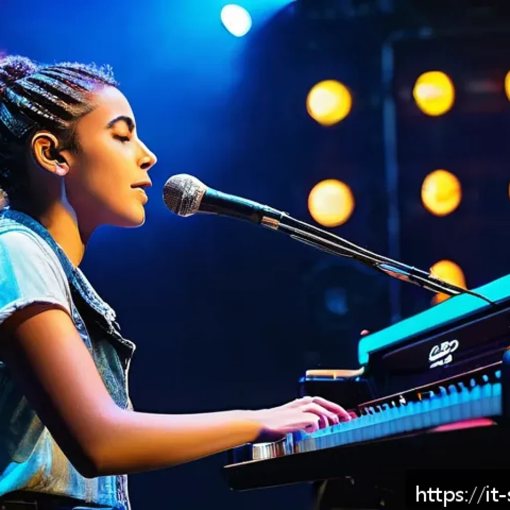 소피루비 테마송의 인기 - A vibrant concert scene featuring a young female pop artist performing live on stage with a dynamic ...