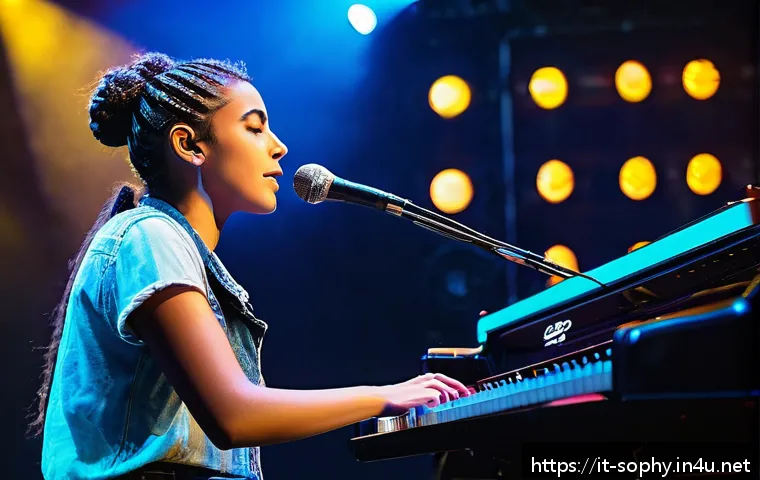 소피루비 테마송의 인기 - A vibrant concert scene featuring a young female pop artist performing live on stage with a dynamic ...